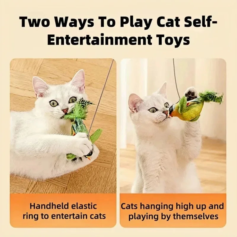 Emulates the Bird Sound to Amuse the Cat Elastic Rope to Relieve Boredom and Resist Scratching and Biting