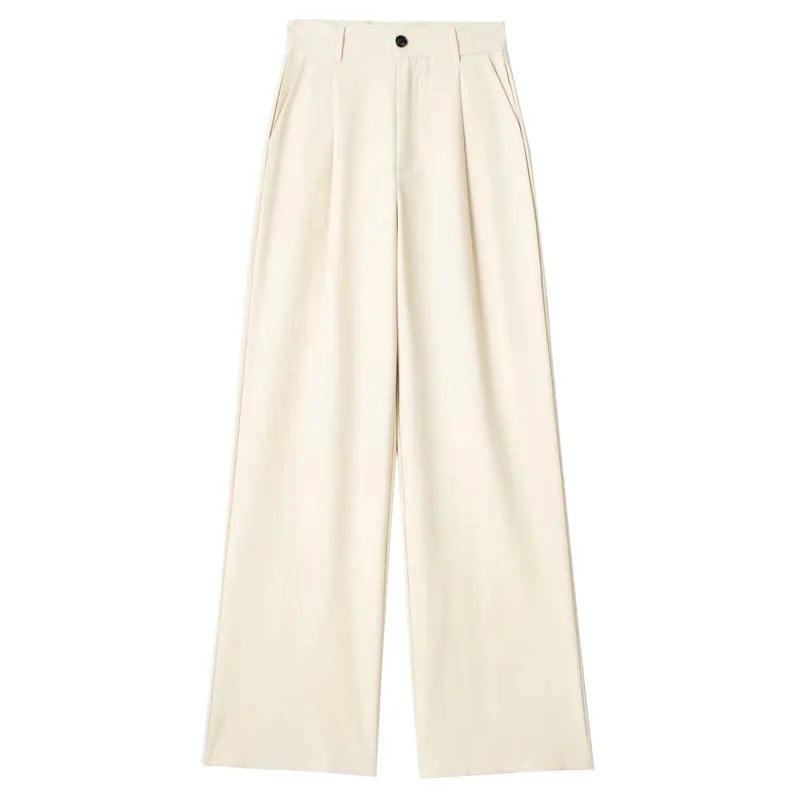 Women's Formal Pants Office Wear Women Striped Grey Black Pants Woman High Waist Baggy Suit Pants Casual