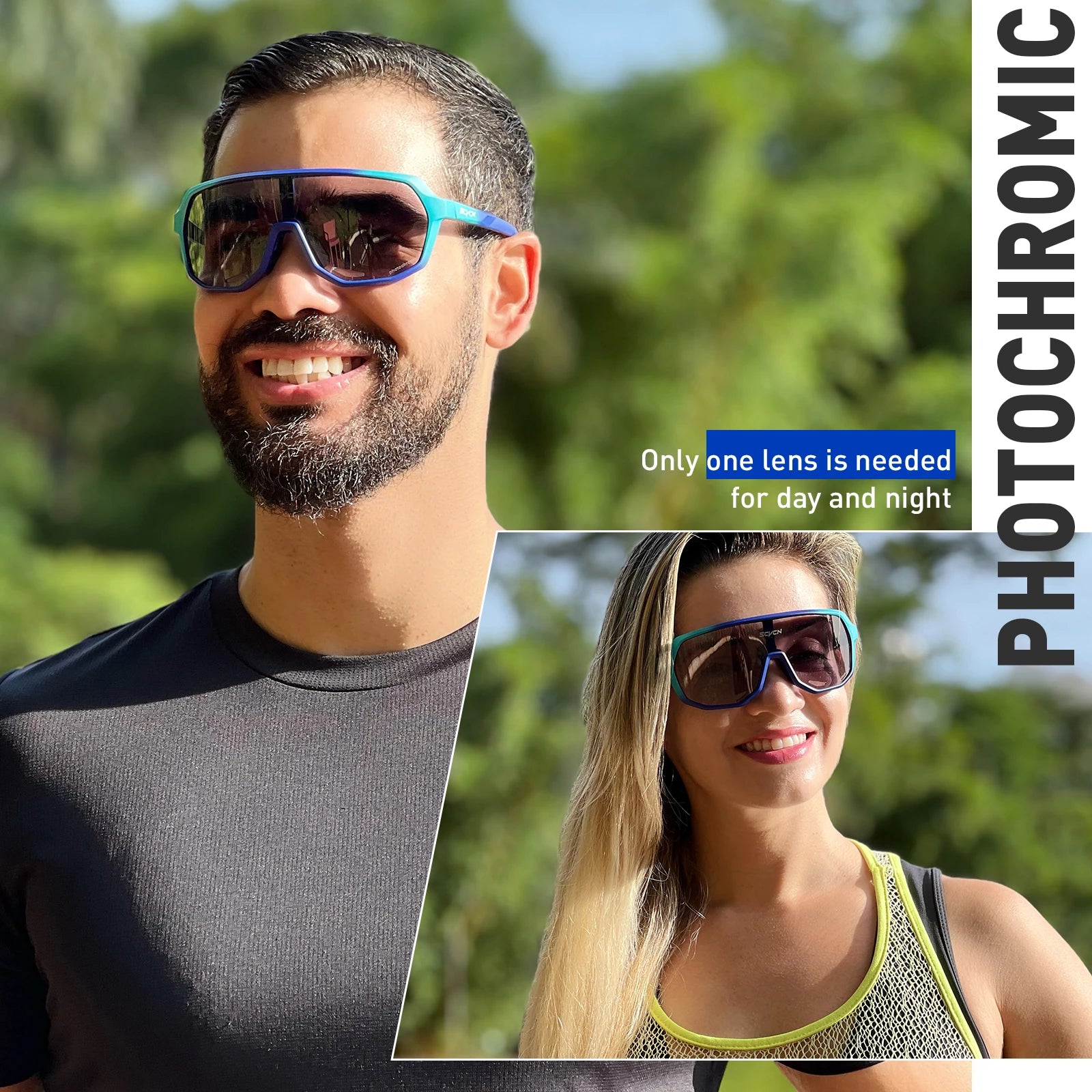 Photochromic Sports Sunglasses Cycling Glasses for Men & Women UV400