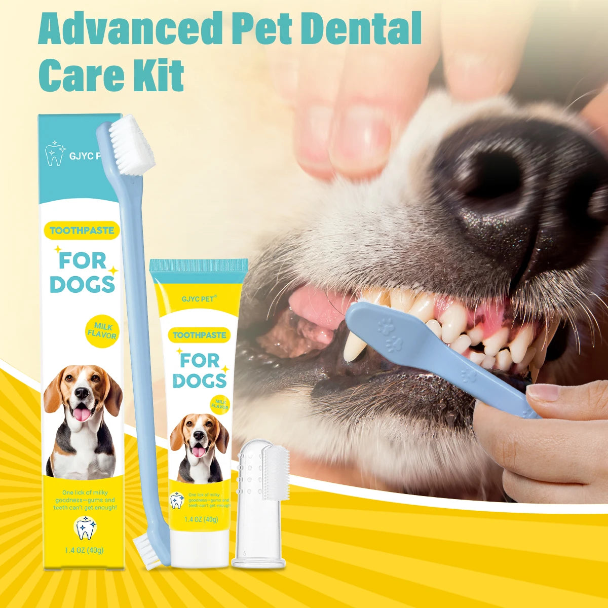 Dental Care Kit Milk Toothpaste Toothbrush Deep Clean Freshens Breath Reduces Plaque Tartar Oral Care For All Breeds